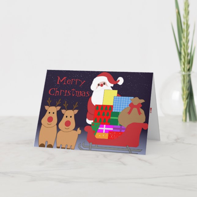 Festividades Cartão de Natal para papais noeis e renas (Frente)