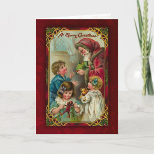 Festividades Cartão de Natal para Papais noeis Vintage