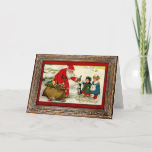 Festividades Cartão de Natal para Papais noeis Vintage