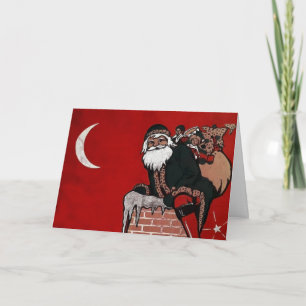 Festividades Cartão de Natal para Papais noeis Vintage