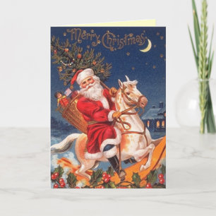 Festividades Cartão de Natal para Papais noeis Vintage