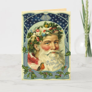 Festividades Cartão de Natal para Papais noeis Vintage