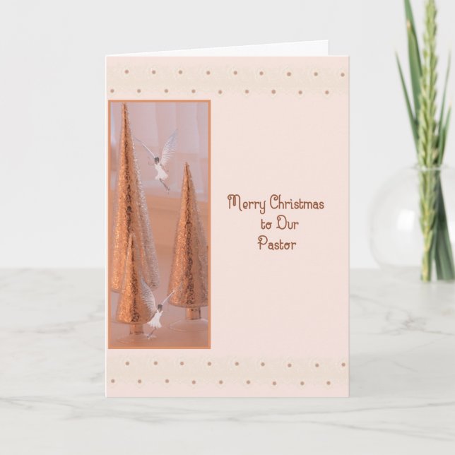 Festividades Cartão de Natal para Pastor Dourado com Anjos (Frente)
