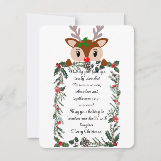 Festividades Cartão de Natal para Reindeer (Frente)