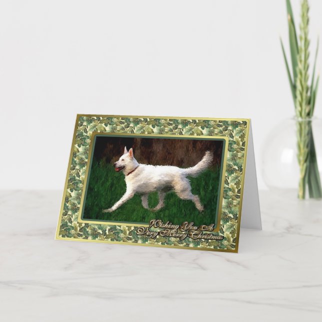Festividades Cartão de Natal para Vazio de Cão Branco (Frente)