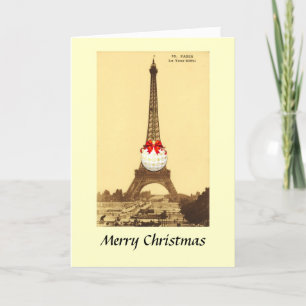 Festividades Cartão de Natal - Paris, Torre Eiffel