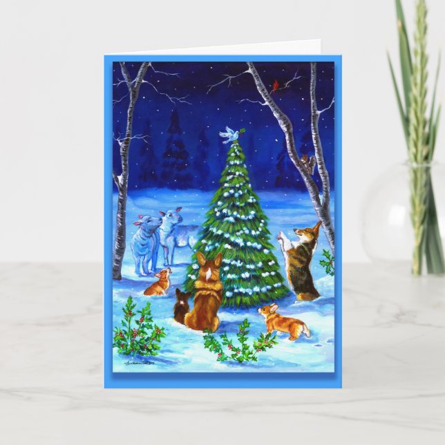 Festividades Cartão de Natal Pembroke Welsh Corgi (Frente)