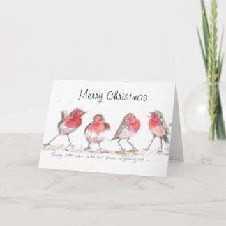 Festividades Cartão de Natal pequeno Jaunty dos robins