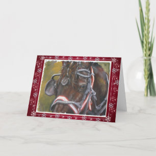 Festividades Cartão de Natal Percheron vermelho