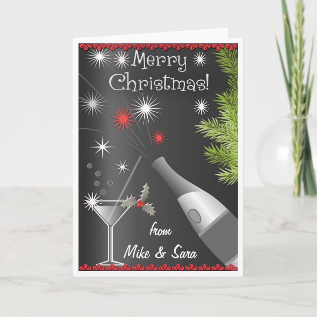 Festividades Cartão de Natal Personalizado (Frente)