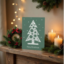 Cartão de Natal Personalizado com Árvore de Arte A