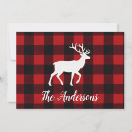 Festividades Cartão de Natal Personalizado com Cervo e Xadrez R