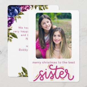 Festividades Cartão de Natal personalizado com foto da irmã