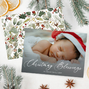 Festividades Cartão de Natal Personalizado com Foto do Bebê e B