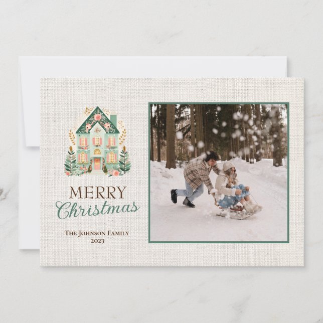 Festividades Cartão de Natal Personalizado com Fotos (Frente)