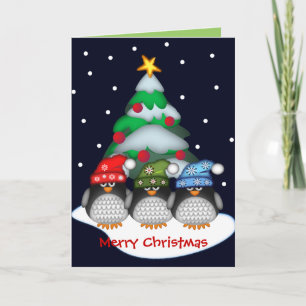 Festividades Cartão de Natal personalizado com pinguins e texto