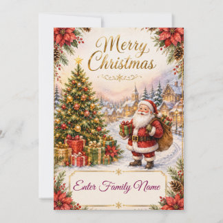 Festividades Cartão de Natal Personalizado da Família com Papai