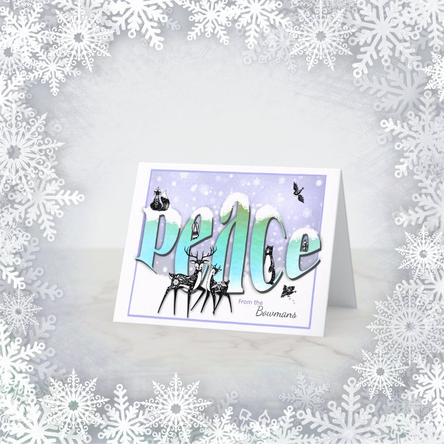 Festividades Cartão de Natal personalizado de animais da paz (Criador carregado)