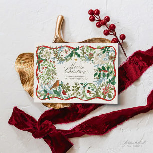 Festividades Cartão de Natal Personalizado de Botânica Vintage