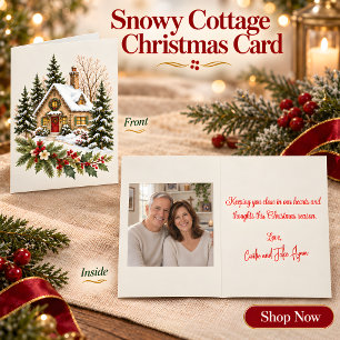 Festividades Cartão de Natal Personalizado de Cabana Nevada com
