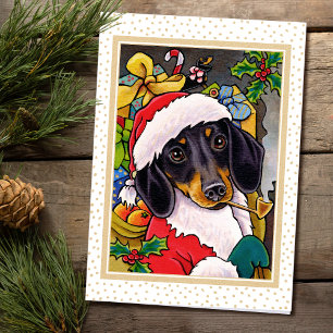 Festividades Cartão de Natal Personalizado de Dachshund para Cã