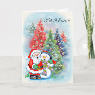 Festividades Cartão de Natal Personalizado do Papai Noel e Bone