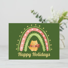 Festividades Cartão de Natal Personalizado Gato de Natal & Arco