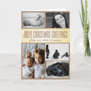 Festividades Cartão de Natal Personalizado Multi-Foto para Famí