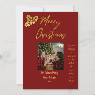 Festividades Cartão de Natal Personalizado para Casais Vermelho