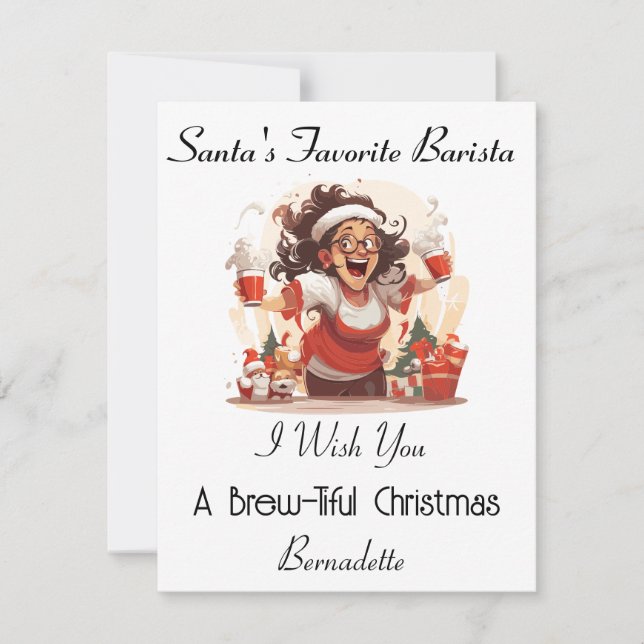 Festividades Cartão de Natal Personalizado para um Barista (Frente)
