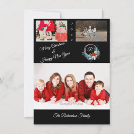 Festividades Cartão de Natal Personalizado Preto 3