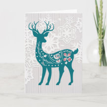 Cartão de Natal Personalizado Vintage Elk Deer