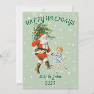 Festividades Cartão de Natal Personalizado Vintage Fofo do Papa