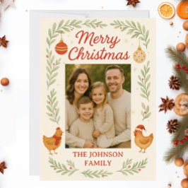 Festividades Cartão de Natal personalizável com foto de frango