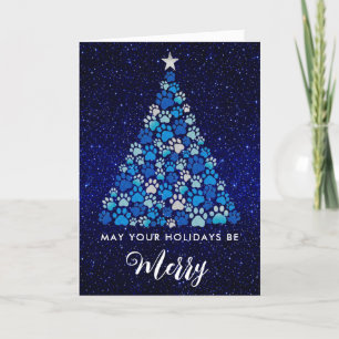 Festividades Cartão de Natal Pet Paws Tree Vet Dog Groomer Salo