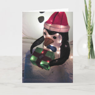 Festividades Cartão de Natal: Pinguim com presente