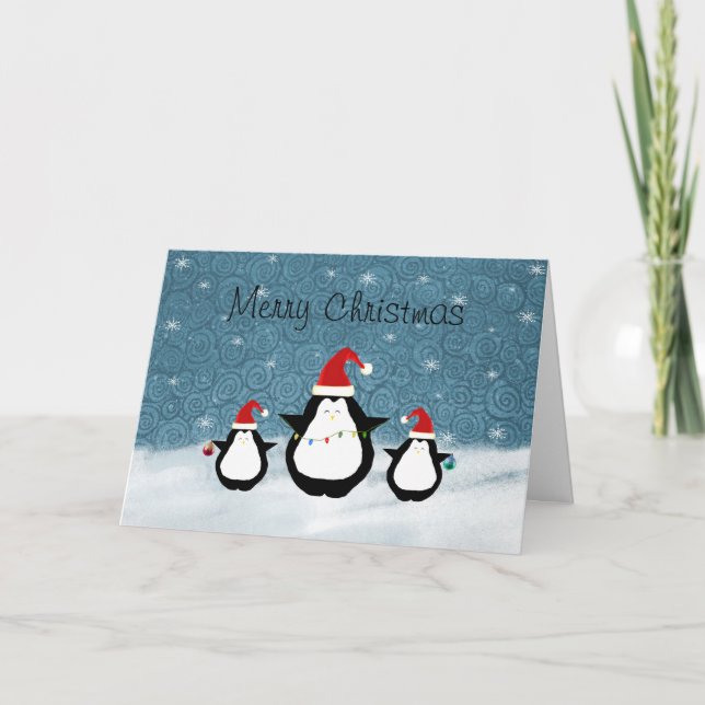 Festividades Cartão de Natal Pinguins (Frente)