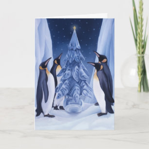 Festividades Cartão de Natal Pinguins
