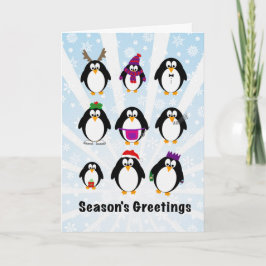 Festividades Cartão de Natal Pinguins