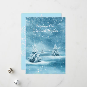 Festividades Cartão de Natal Plano com Desejos Quentes e Nevado