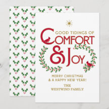 Cartão de Natal Plano Comfort and Joy Merry Christ
