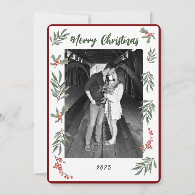 Festividades Cartão de Natal Plano de Aquarela para Férias (Frente)