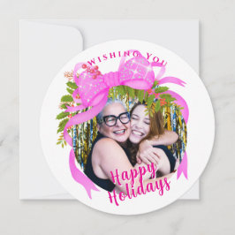 Festividades Cartão de Natal Plano de Fita Rosa Brilhante