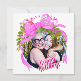 Festividades Cartão de Natal Plano de Fita Rosa Brilhante de Na