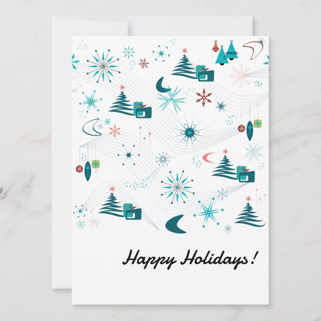 Festividades Cartão de Natal Plano de Natal Retro A Go-Go (Frente)