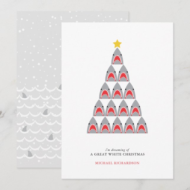 Festividades Cartão de Natal Plano do Grande Tubarão Branco (Frente/Verso)