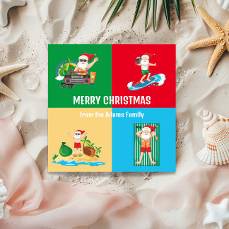 Festividades Cartão de Natal Plano do Papai Noel na Praia