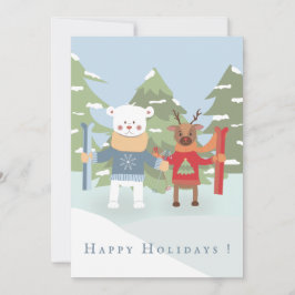 Festividades Cartão de Natal Plano do Urso Polar e Rena