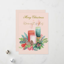 Cartão de Natal Plano - Velas de Natal aquarela