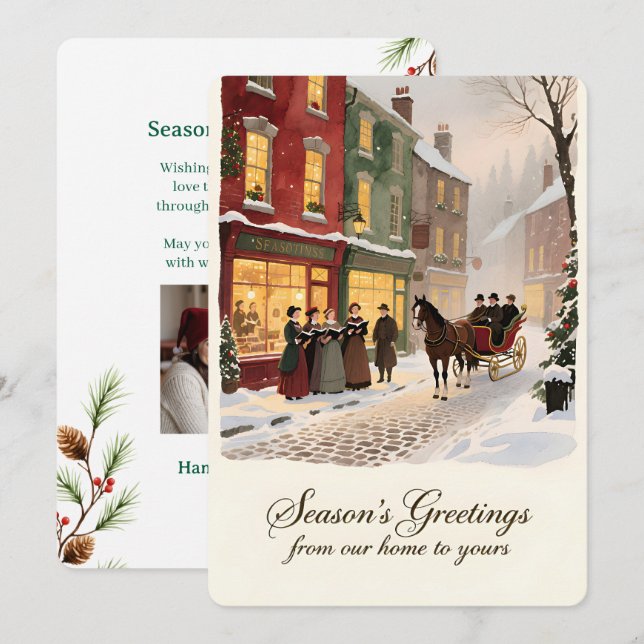 Festividades Cartão de Natal Plano Vintage Personalizável (Frente/Verso)